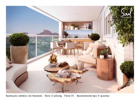 Varanda - Torre Liberty, Coluna 01, Apartamento de 04 quartos.